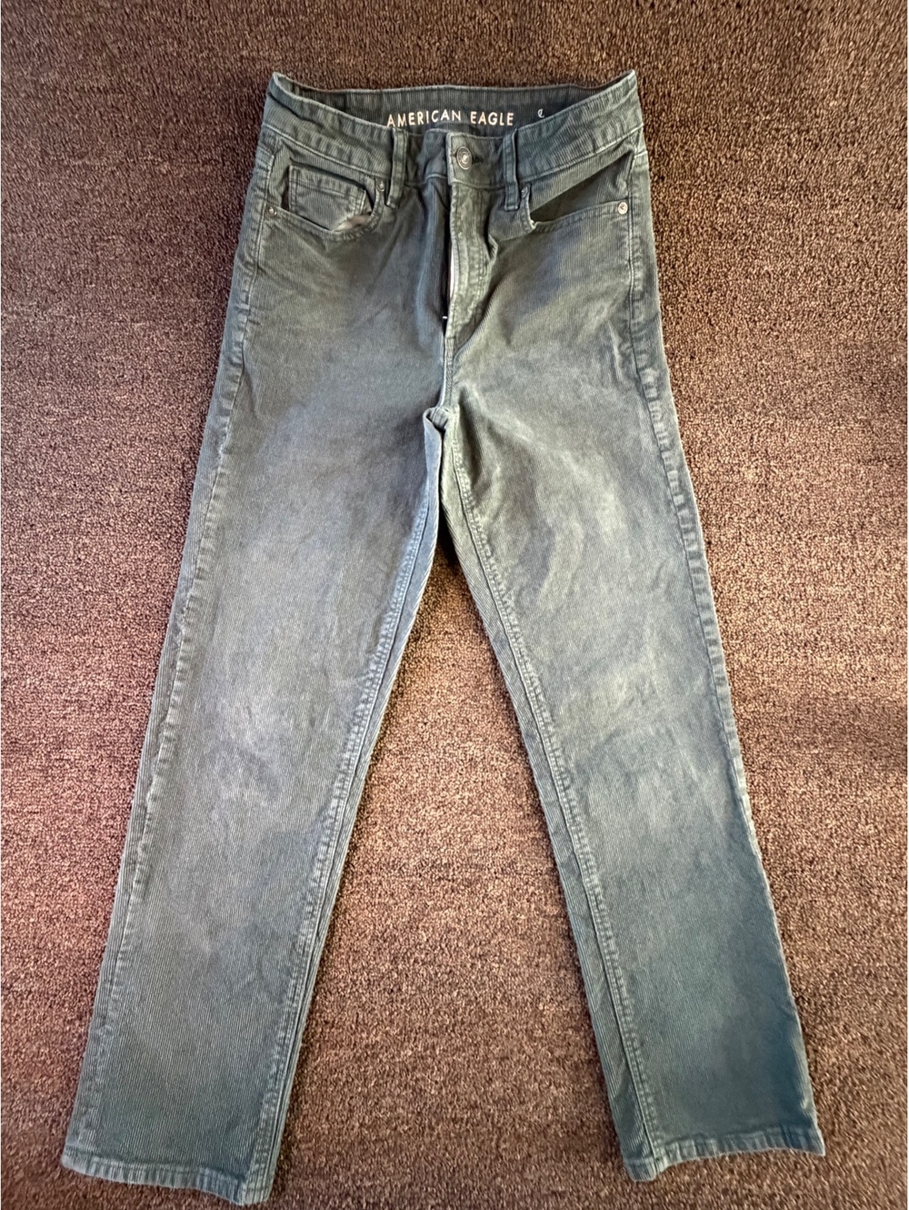 American Eagle Mom Straight Corduroy Pants 6 Green Stretch - Picture 2 of 8